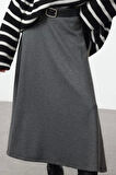 Kadın Moda Stil Midi Astarsız Örme A Kesim Çan Kesim Midi Fırçalı Esnek ÖrmeEtek