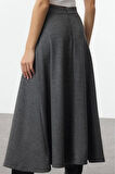 Kadın Moda Stil Midi Astarsız Örme A Kesim Çan Kesim Midi Fırçalı Esnek ÖrmeEtek