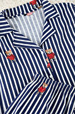 Kadın Moda Şık Büyük Beden Gömlek Yaka Boru Paça Uzun Kol Çizgili Ayıcık Desenli Örme Pijama Takımı