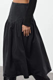 Kadın Moda Stil Maxi Astarsız Denim Maxi Denim Etek