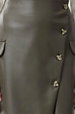 Kadın Moda Stil Midi Astarsız Dokuma Suni Deri Midi Dokuma Etek