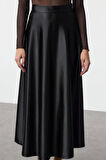 Kadın Moda Stil Midi Astarsız Örme A Line Çan Kesim Midi Etek