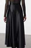 Kadın Moda Stil Midi Astarsız Örme A Line Çan Kesim Midi Etek