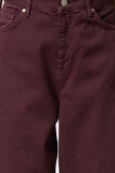 Kadın Moda Şık Kot Pantolon Geniş Paça Uzun Boy Denim Bordo Yüksek Bel Skater Jeans