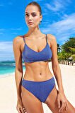 Modern Simli Bikini Takımı Plaj Ve Havuz İçin Özel Tasarım Su Sporları Klora Dayanıklı