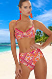 Modern Desenli Bikini Takımı Hızlı Kuruyan Ergonomik Kesim Plaj Ve Havuz İçin Klora Dayanıklı