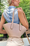 Kadın Modern Kesim Suni Deri Shopper Çanta El Ve Omuz Kullanımı İçin Mükemmel Uyum Mükemmel Uyum