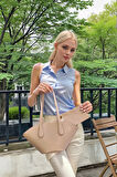 Kadın Modern Kesim Suni Deri Shopper Çanta El Ve Omuz Kullanımı İçin Mükemmel Uyum Mükemmel Uyum