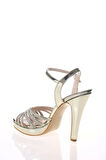 Kadın Moda Şık Gold Topuklu Zarif Tasarım Yüksek Topuk Düğün Nişan Gece Abiye Ayakkabısı