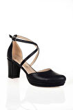 Kadın Moda Şık Siyah Cilt Topuklu Klasik Ayakkabı Topuklu Düğün Nişan Gece Abiye Ayakkabısı
