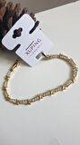 ÇELİK XoX TAŞLI BİLEKLİK MARKA GOLD RENK ANTİALERJİK 316L  KARARMAZ SERİ 17+2 CM 2 PARÇA 