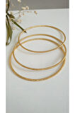 ÇELİK KELEPÇE KADIN 3 LÜ AJDA KİBRİT ÇÖPÜ  BİLEZİK 316L  KARARMAZ RENK GARANTİLİDİR GOLD 6,2 CM
