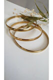 ÇELİK KELEPÇE KADIN 3 LÜ AJDA KİBRİT ÇÖPÜ  BİLEZİK 316L  KARARMAZ RENK GARANTİLİDİR GOLD RENK 6,9 CM