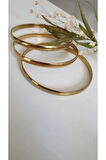 ÇELİK KELEPÇE KADIN 3 LÜ AJDA KİBRİT ÇÖPÜ  BİLEZİK 316L  KARARMAZ RENK GARANTİLİDİR GOLD RENK 6,9 CM
