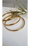 ÇELİK KELEPÇE KADIN 3 LÜ AJDA KİBRİT ÇÖPÜ  BİLEZİK 316L  KARARMAZ RENK GARANTİLİDİR GOLD RENK 6,9 CM