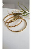 ÇELİK KELEPÇE KADIN 3 LÜ AJDA KİBRİT ÇÖPÜ  BİLEZİK 316L  KARARMAZ RENK GARANTİLİDİR GOLD RENK 6,9 CM