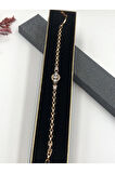 XUPİNG JEWELRY ÇELİK KADIN BİLEKLİK TAŞLI ZİNCİR ROSE GOLD RENGİNDE 17+2 CM FATURALI RENK GARANTİLİ