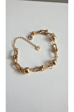 ÇELİK BİLEKLİK TİFFANİ 316L  TOPCUK DETAYLI 14 AYAR GOLD RENGİNDE 16+6 CM KARARMAZ FMACCESORİES