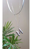 İTALYAN HARFLİ KOLYE İKİLİ BALON M HARFLİ ÇELİK KOLYE 45 CM İTALYAN 55 CM ZİNCİRLİ BİRLEŞİK KADIN