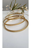 ÇELİK KELEPÇE KADIN 3 LÜ AJDA KİBRİT ÇÖPÜ  BİLEZİK 316L  KARARMAZ RENK GARANTİLİDİR GOLD RENK 6,5 CM