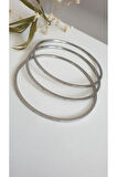 ÇELİK KELEPÇE KADIN 3 LÜ AJDA KİBRİT ÇÖPÜ  BİLEZİK 316L  KARARMAZ RENK GARANTİLİDİR SİLVER 6,4 CM