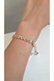 ÇELİK BİLEKLİK XUPİNG BAGET 3 TEK  TAŞLI 14 AYAR GOLD RENGİNDE SAVOROSKİ TAŞLI 19 CM FMACCESORİES