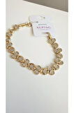 ÇELİK BİLEKLİK XUPİNG TAŞLI 14 AYAR GOLD RENGİNDE SAVOROSKİ TAŞLI 17+2 CM FMACCESORİES