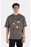 Unisex Siyah Oversize T-shirt Ahegao Princess