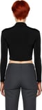 Kadın Moda Şık Üst Giyim Super Crop Dik Yaka Slim Kalıp Örme Drapeli Crop Bluz