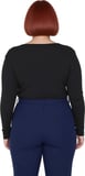 Moda Büyük Beden Havuz Yaka Örme Regular Düz Desen Casual Günlük Crop Uzun Kol Bluz