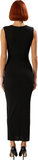 Kadın Şık Gece Kokteyl Elbisesi Kolsuz Bodycon Cut Out Detaylı Örme Polyester Maxi Boy Kaliteli