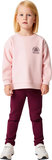 Kız Çocuk Kalın İçi Polarlı Örme Alt Üst Takım Oversize Sloganlı Sweatshirt ve Geniş Paça Pantolon