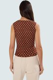 Regular Kolsuz Fitted Bluz Ekose Desenli Polyester Esnek Örme Kumaş Trend Tasarım Özenle Seçilmiş