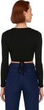 Kadın Moda Şık Üst Giyim Crop Kruvaze Yaka Slim Kalıp Örme Yaka Fitted Vücuda Oturan Esnek Bluz