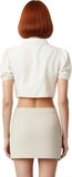 Moda Gömlek Yaka Dokuma Crop Düz Desen Plaj Crop Kısa Kol Bluz