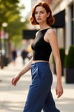 Moda Kayık Yaka Örme Slim Düz Desen Casual Günlük Crop Askılı Kol Bluz