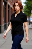 Moda Büyük Beden Polo Yaka Örme Regular Düz Desen Casual Günlük Crop Kısa Kol Bluz