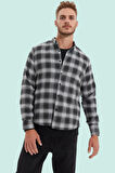 Erkek Klasik Ekose Gömlek Standart Kol Düğmeli Casual Tarz Günlük Kullanım Kaliteli Malzeme