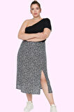 Kadın Şık Animal Desenli Dokuma Midi Etek Yüksek Bel Viskoz Günlük Kullanım Modern Tasarım
