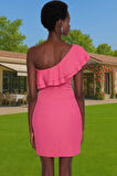 Bodycon Tek Omuz Mini Elbise Polyester Elastan Finike Yazlık Özel Tasarım Zarifane Tasarım
