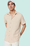 Erkek Yazlık Rahat Gömlek; Regular Fit Kısa Kol Gömlek Yaka Düz Desen Yaz Aylarının Vazgeçilmezi