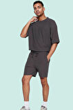 Erkek Geniş Paça Şort Normal Bel Kısa Boy Ottoman Dokuma Rahat Günlük Stil Kaliteli Malzeme