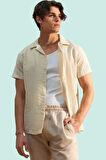 Erkek Dokuma Kisa Kollu Gömlek Basic Siluet Pamuk Yazlık Günlük Kullanım Dayanıklı Malzeme