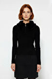 Kadın Basic Fitted Kürklü Yaka Triko Kazak Uzun Kollu Gündüz Gece Şıklığı İçin İdeal Kombin Parçası