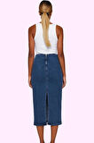 Kadın Denim Midi Kalem Etek Kemer Detayı ile Şıklık ve Konfor Günlük Kullanım Modern Tasarım