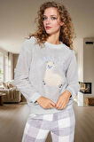 Wellsoft Örme Pijama Takımı Lama Desenli Kışlık Regular Kalıp Seçkin Malzeme Konforlu Kesim