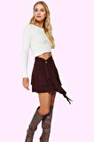 Kadın Mini Etek Yüksek Bel A line Örme Casual Günlük Kombin Hafta Sonu Yaz Aylarının Vazgeçilmezi