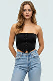 Polyester Karışımlı Straplez Fitted Crop Bluz Yazlık Şıklık Premium Kalite Kaliteli İşçilik