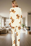 Ayıcıklı Desenli Kışlık Pijama Takımı Wellsoft Kumaş Regular Kalıp Premium Kalite Şık Görünüm