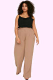 Kadın Dokuma Pantolon Geniş Paça Yüksek Bel Casual Tasarım Fermuarlı Yaz Aylarının Vazgeçilmezi